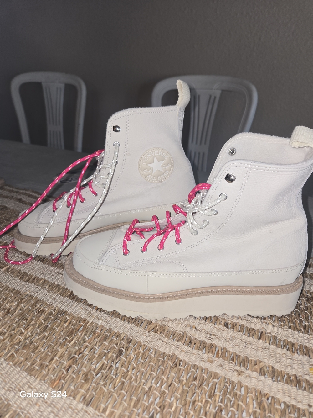Converse Womens Sz 8 Crafted Boot Hi Egret/ivory/pink 173212C NWOT